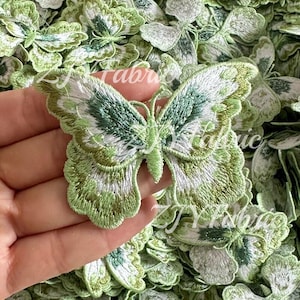 Green Butterfly Embroidered Sew On Patch,Sew On Patch Applique for Clothes, Dress, Hat, Jeans, DIY Accessories