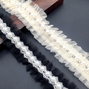 beaded lace trim, beading trims, dress decorative supplies crafting,sewing Applique Sell By The Yard ,DIY Materials,Width 1.5 inches