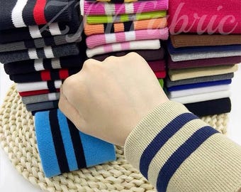 Puños elásticos de algodón 1x1, tejido de punto acanalado sin costuras para puños, para mangas, chaquetas bomber, a juego, 1 par (2 piezas)