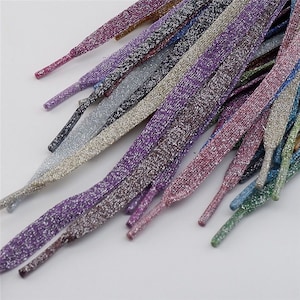 1 Pair Flat Glitter ShoseLace, Metallic Shoe Strings, Sparkle Laces, Blink Shoe Laces, Shining Laces