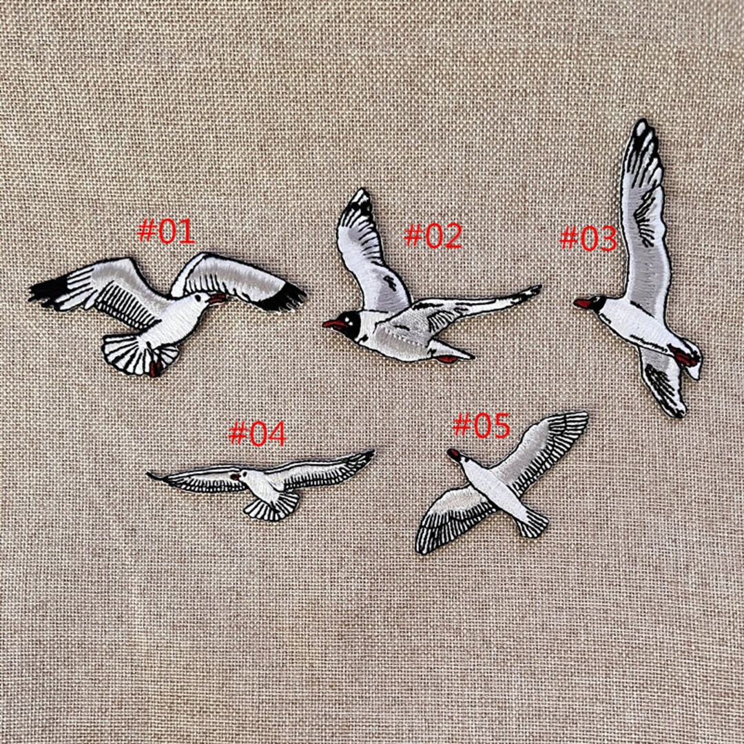 Embroidery Seagull Patch Iron/ Sew on Appliques Patch for Crafting