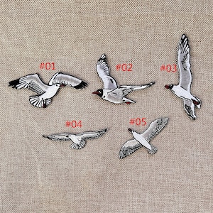 Parche de gaviota bordado para planchar o coser, apliques para manualidades, apliques, insignias, apliques para ropa, vestidos, sombreros, jeans, accesorios de bricolaje