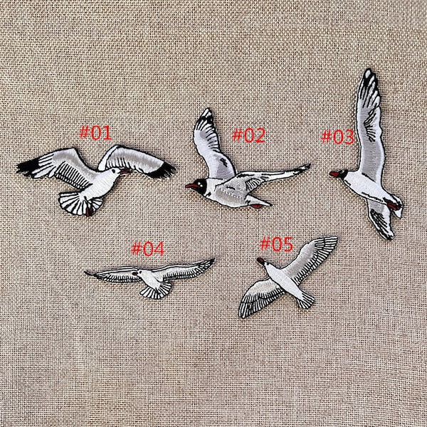 Embroidery Seagull Patch Iron/ Sew On Appliques Patch For Crafting,Appliqués Badge,Applique for Clothes, Dress, Hat, Jeans, DIY Accessories