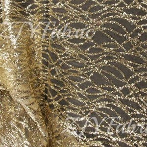 Gold Glitter Pailletten Spitzenstoff Schüttgut, Hochzeit Brautkleid Kleid Mesh-Gewebe, DIY Handgemacht, Breite 55 Zoll
