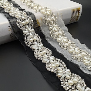 beaded lace trim, beading trims, dress decorative supplies crafting,sewing Applique Sell By The Yard ,DIY Materials,Width 2.2 inches