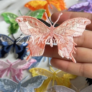 A Pair Butterfly Embroidered Iron/Sew on Patch,Sew On/Iron on Patch Applique for Clothes, Dress, Hat, Jeans, DIY Accessories