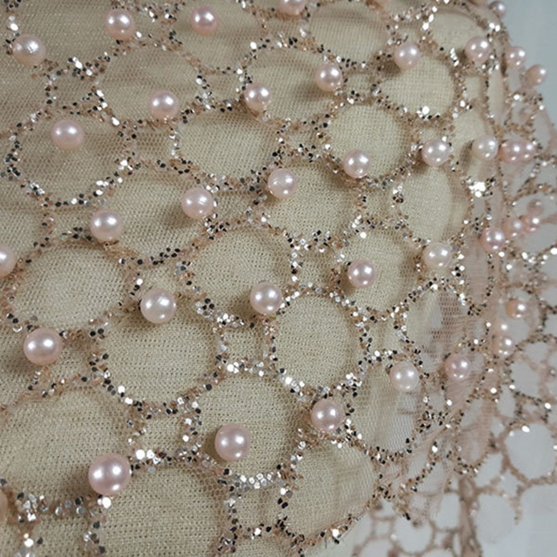 Pink Beads Sequins Lace Fabric By The YardWedding Dress Mesh Etsy