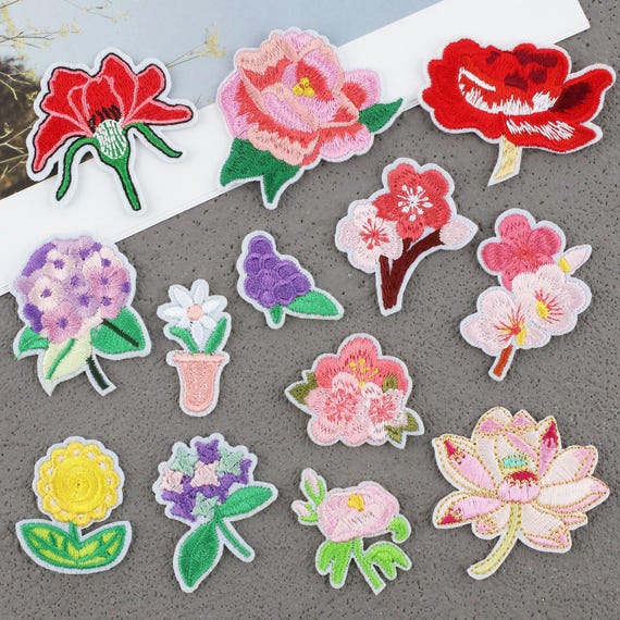 Lotus Flower Iron On Sew On Embroidered Patch Appliqu&eacute;s Badge