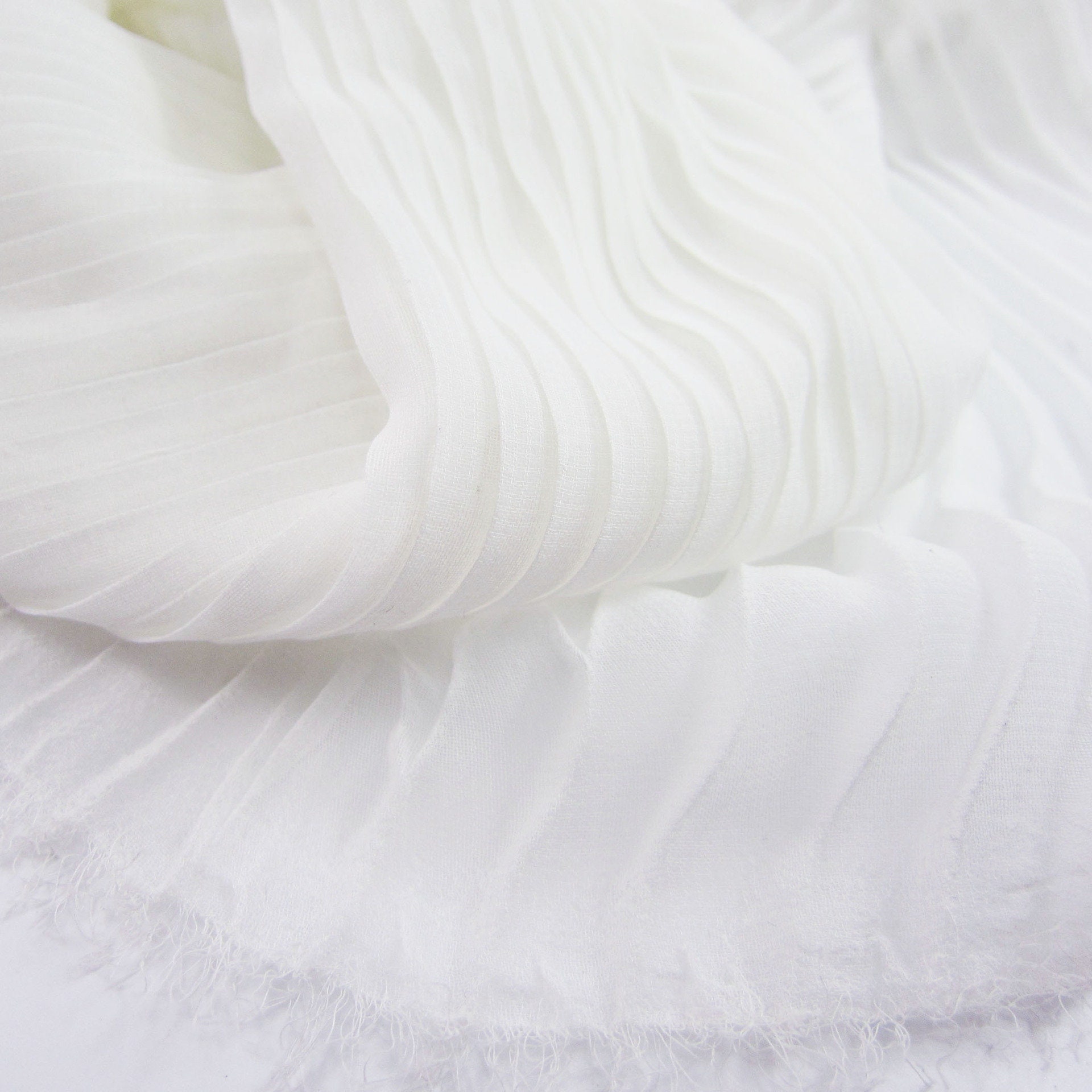 White pleated chiffon fabric deals