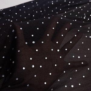 Tessuto elasticizzato in nylon e spandex nero tagliato su misura, tessuto per costumi morbido e delicato sulla pelle, per cucire, larghezza 59&quot;