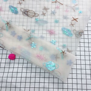Milky Way Sequins Embroidery Lace Fabric By The Yard,Dress Mesh Fabric,Bubble Skirt,DIY Handmade,Width 57 inches