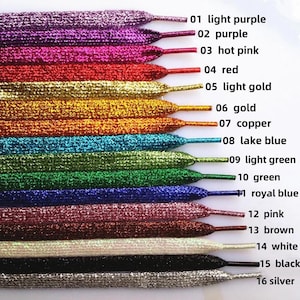 1 Pair Flat Glitter Shose Lace, Metallic Shoe Strings, Sparkle Laces, Blink Shoe Laces, Shining Laces