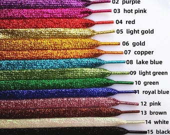 1 Pair Flat Glitter Shose Lace, Metallic Shoe Strings, Sparkle Laces, Blink Shoe Laces, Shining Laces