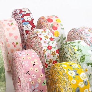Floral Cotton Bias Binding Tape: Double Folded Quilting Edging, 10 meters