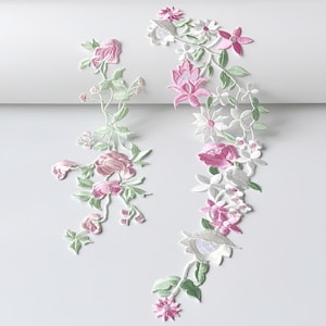 Parche bordado de flores rosas para planchar o coser, apliques para manualidades, apliques, insignias, ropa, vestidos, sombreros, jeans