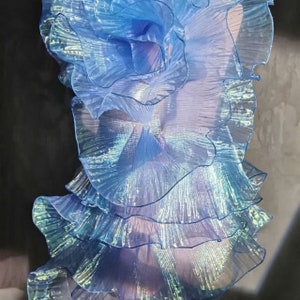 13 CM Rüschen Chiffon Spitzenborte zum Nähen und Basteln,Hochzeitskleid Accessoires,Plissee Spitze Applikation,DIY Materialien,Breite 5 zoll