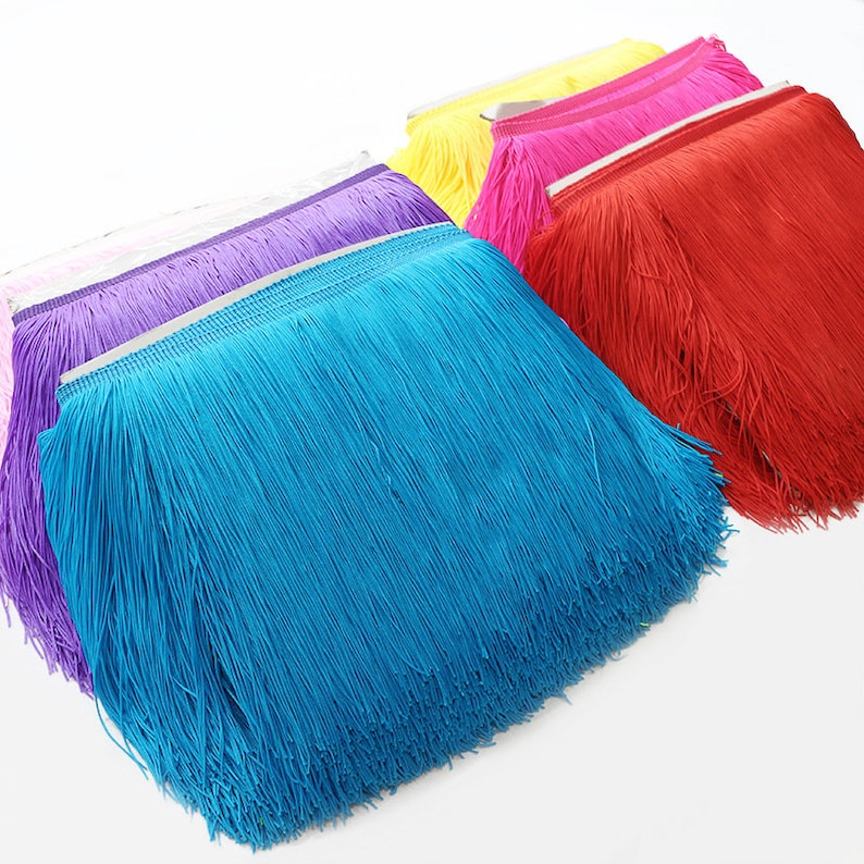 10 Meters 7.8\u201c Long Lace Trim Tassel Fringe Trimming For Diy Latin Dress Stage Clothes Accessories
