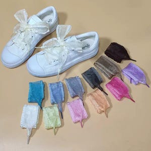 Ruffled Ribbon Shoelaces: 4cm Wide, Multiple Colors