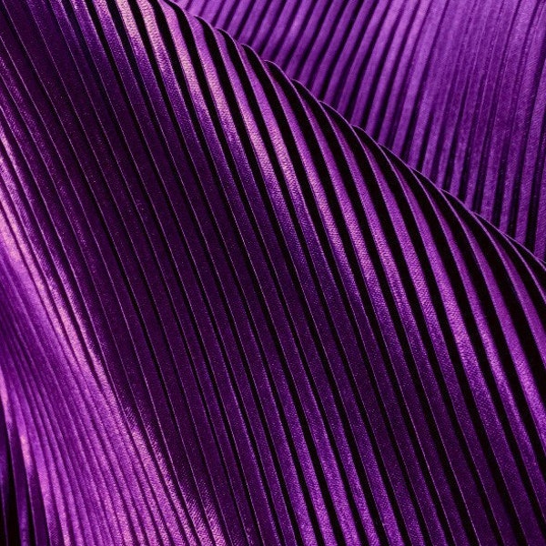 Tissu plissé violet, tissu plissé en satin de soie à rayures fines accordéon, pour la couture, matériau fait à la main bricolage 59" de large
