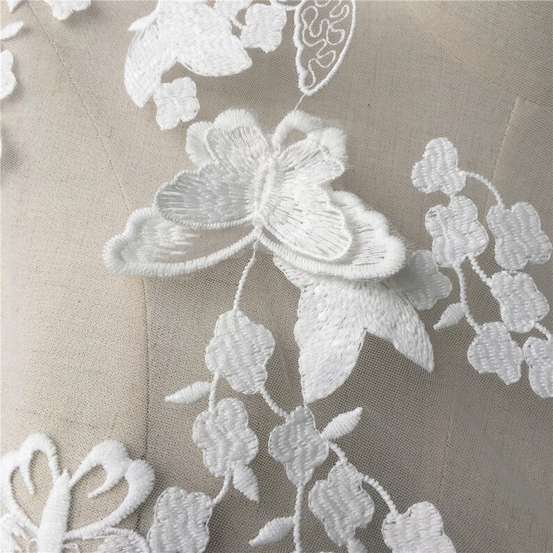 Butterfly Embroidered Lace Fabric by the Yardbridal Wedding Etsy