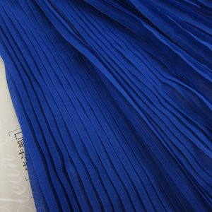 Royal Blue Chiffon Fabric By The Yard, Chiffon Cloth Vertical Crease, Chiffon Accordion Pleated Fabric,Width 59 inches