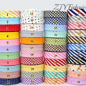 Cinta de bies de algodón de 10 metros: 25 mm/1 pulgada, doble pliegue - Acolchado y costura