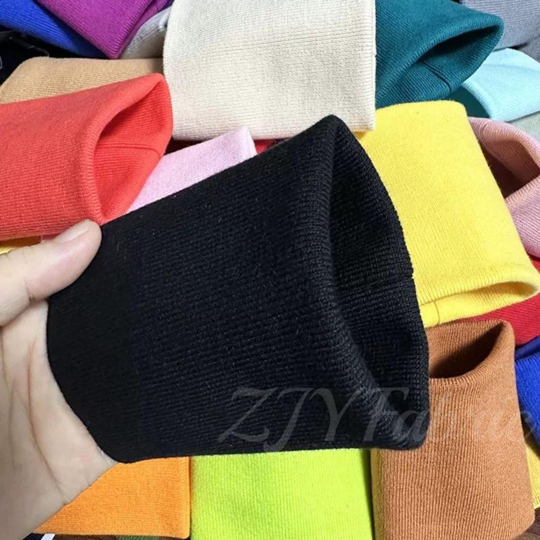 1×1 Solid Color Cotton Elastic Rib Cuffing, Rib Knit Seamless Cuff ...