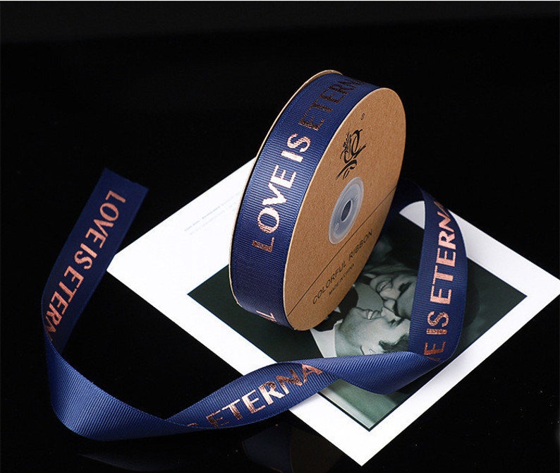 Holiday Wedding Birthday Party Decoration Gift Wrapping,Invitation Card Gift Packing,Celebration Present 50 Yards LOVE IS ETERNAL Ribbon