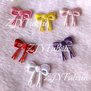 6 PCS Embroidery Cute Bow Patch Iron/ Sew On Appliques Patch For Crafting,Appliqués Badge,Applique for Clothes, Dress, Hat, Jeans
