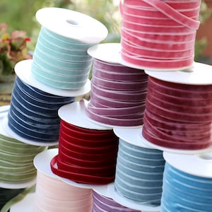 Nastro di velluto da 5 iarde x 3/8", per invito a nozze, cordoncino di velluto, confezione del prodotto, confezione regalo, artigianato natalizio, fai da te fatto a mano