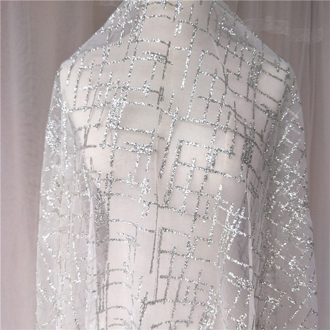 Silver Sequins Lace Fabric by the Yard Wedding Bridal Dress - Etsy