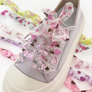 1 Pair 2.5CM Flower Organza ShoseLace, Shoe Strings, Sparkle Laces