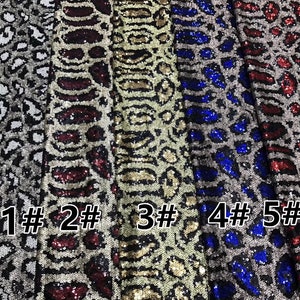 Leopard Print Sequins Embroidered Lace Fabric By The Yard,Dress Fabrics,DIY Materails,backdrop,Stage Costumes,Width 49 inches