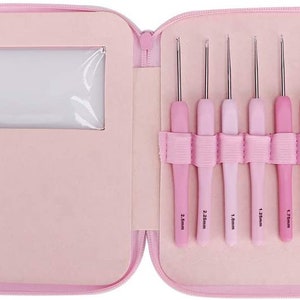 8 Pcs/Set Pink Crochet Hooks for Crocheting, Household Soft Plastic Crochet Hook Kit Knitting Needle Sewing Tool Accessories