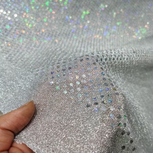 Silver Laser Sequins Fabric By The Meter,Evening Dress Encryption Fabrics,DIY Materials,Backdrop,Stage Costumes,59&quot; Wide