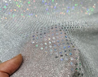 Silber Pailletten Stoff Meterware,Abendkleid verschlüsselung Stoffe,DIY Materialien,Hintergrund,Bühne Kostüme,15cm breit