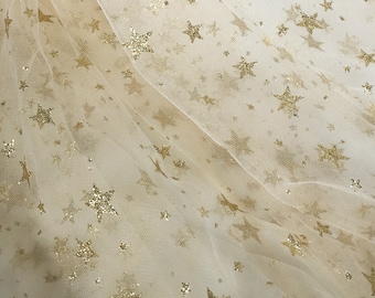 Stars Glitter Sequin Lace Fabric Soft Tulle Fabric Bridal Wedding Dress Veil Costume Sewing Supplies Fabric,DIY Handmade,Width 51 inches