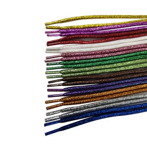 1 Pair Glitter ShoseLace, Round Metallic Shoe Strings, Sparkle Laces, Blink Shoe Laces, Shining Laces,24 Colors