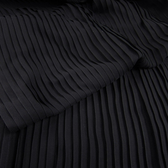 Black Pleated Chiffon Fabric by the Yard Chiffon Cloth Vertical