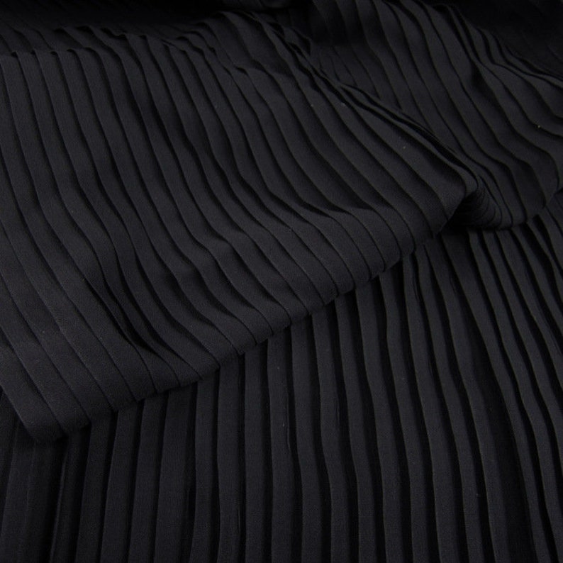 Black Pleated Chiffon Fabric By The Yard, Chiffon Cloth Vertical Crease, Chiffon Accordion Pleated Fabric,Width 59 inches 