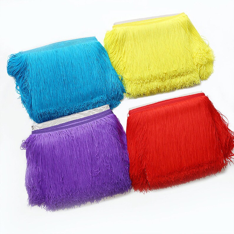 10 Meters 7.8\u201c Long Lace Trim Tassel Fringe Trimming For Diy Latin Dress Stage Clothes Accessories