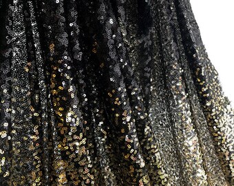 Gradient Gold Black/Silver Black Sequins Fabric By The Yard, Dress Sequins Encryption Fabrics,DIY Materails,backdrop,Stage Costumes,51" Wide