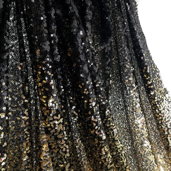 Gradient Gold Black/Silver Black Sequins Fabric By The Yard, Dress Sequins Encryption Fabrics,DIY Materails,backdrop,Stage Costumes,51" Wide