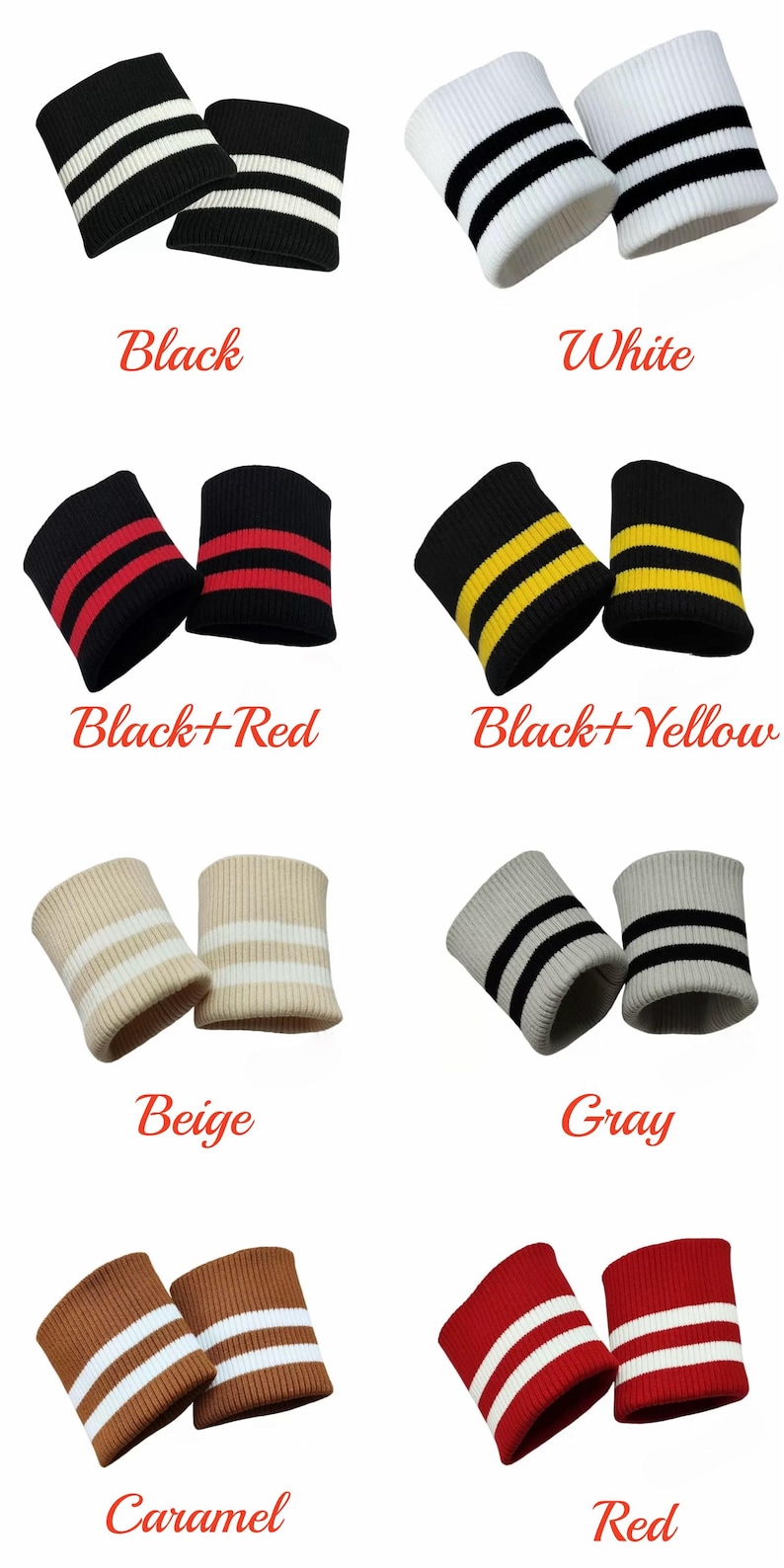 Thick Cotton Elastic Rib Cuffing, 2×2 Rib Knit Seamless Cuff Fabric, for Sleeves, Bomber Jackets, Matching, 1 Pair (2 Pieces) image 6