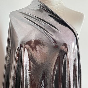 Metal Shiny Stretch Knit Fabric,Solid Fabric,4-Way Stretch, Dancewear, Costumes, Designer Fabrics,By The Half Meter,55&quot; Wide