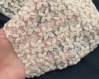 3D Flower Lace Fabric: Elastic Nylon Mesh, Costume Design, 57" Wide