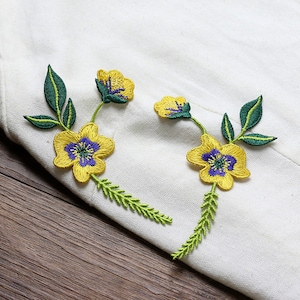 Juego de 2 parches bordados florales para coser o aplicar en la ropa, sombreros, jeans y accesorios de bricolaje