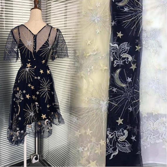 Floral Embroidery Lace Fabric By The Yard,Evening Dress Mesh Fabric,DIY Handmade,Width 51 inches