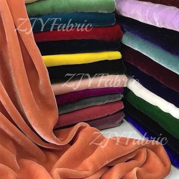 Tela de terciopelo 100 % seda morera por metro, tela de terciopelo para vestidos, colchas, cintas de terciopelo para manualidades, acolchado, coleteros, 109 cm de ancho