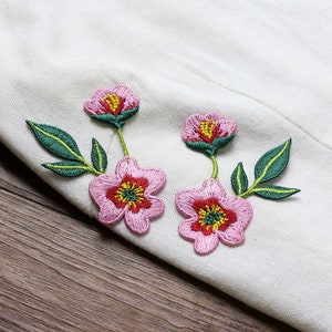 Conjunto de 2 parches de bordado floral para planchar / coser en apliques para manualidades, insignias de aplicaciones, apliques para ropa, sombrero, jeans, accesorios de bricolaje